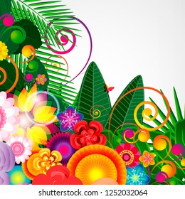 Flowers spring design background, floral pattern, vector illustration.