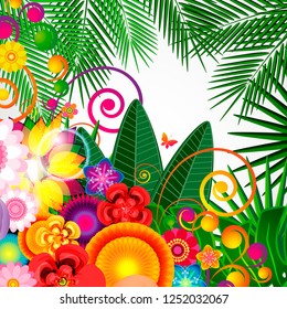 Flowers spring design background, floral pattern, vector illustration.