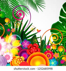 Flowers spring design background, floral pattern, vector illustration.