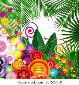 Flowers spring design background, floral pattern, vector illustration.