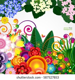 Flowers spring design background, floral pattern, vector illustration.