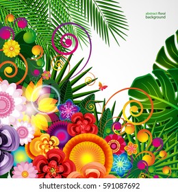 Flowers spring design background, floral pattern, vector illustration.