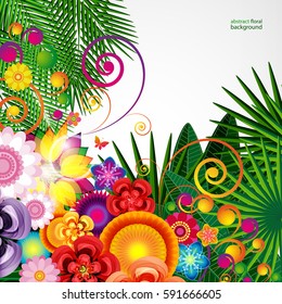 Flowers spring design background, floral pattern, vector illustration.