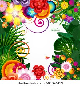 Flowers spring design background, floral pattern, vector illustration.