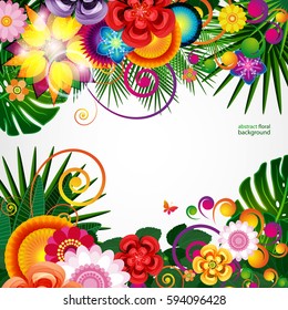 Flowers spring design background, floral pattern, vector illustration.