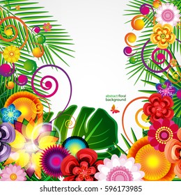 Flowers spring design background, floral pattern, vector illustration.