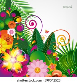 Flowers spring design background, floral pattern, vector illustration.