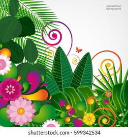 Flowers spring design background, floral pattern, vector illustration.