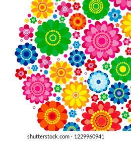 Diseño de resorte de flores sobre fondo blanco, ilustración vectorial floral.