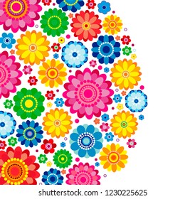 Flowers spring design on a white  background, floral vector illustration.