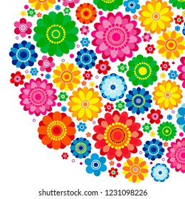Flowers spring design on a white  background, floral vector illustration.