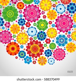 Flowers spring design on a white  background, floral vector illustration.