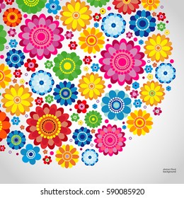 Flowers spring design on a white  background, floral vector illustration.