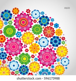 Flowers spring design on a white  background, floral vector illustration.