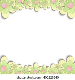 Flowers Spring paper 3D green white vector 