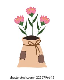 flowers spring in sack icon