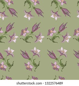Flowers, spring, watercolor. Seamless pattern. Vector illustration.