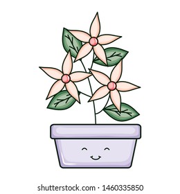 flowers in square ceramic pot kawaii character