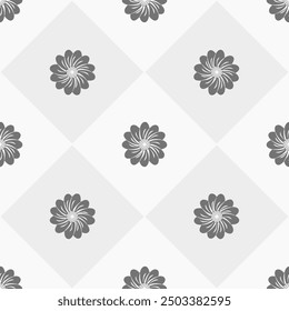 Flowers in square monochrome seamless pattern. Fashion graphic background design. Modern stylish abstract texture. Monochrome template for prints, textiles, wrapping, wallpaper. Vector illustration