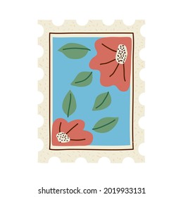 flores en el servicio postal de sello