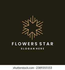 símbolo del logotipo de estrella de flores modelo de diseño de icono vector plano