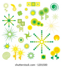 Flowers and Stars - vector shapes (each symbol is on different layer)