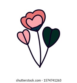 flowers stem leaves petals nature decoration icon vector illustration