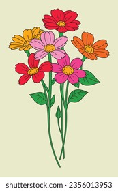 Flowers with stems on a light background 1