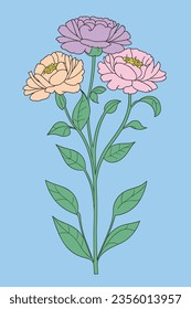 Flowers with stems on a light background 13