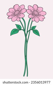 Flowers with stems on a light background 16