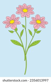 Flowers with stems on a light background 12