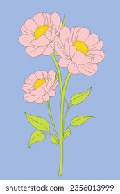 Flowers with stems on a light background 4