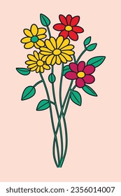 Flowers with stems on a light background 47