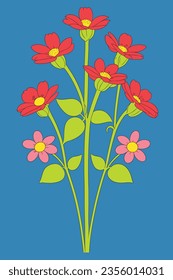 Flowers with stems on a light background 