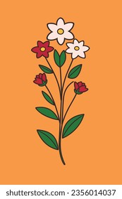 Flowers with stems on a light background 43