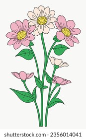 Flowers with stems on a light background 18