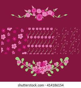 flowers. stems. print with flowers. Spring.