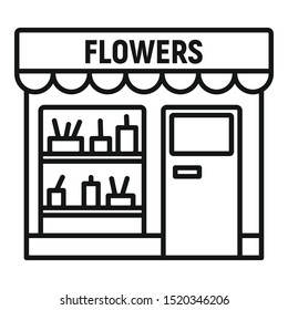 Flowers street shop icon. Outline flowers street shop vector icon for web design isolated on white background