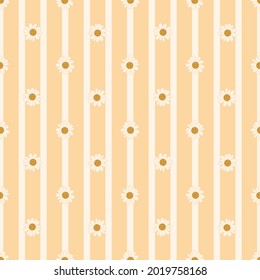 Flowers and stripe texture vector seamless pattern. Great for spring and summer wallpaper, backgrounds, invitations, packaging design projects. 
Surface pattern design.
