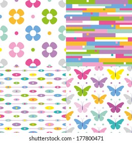 flowers, stripes, dots and butterflies pattern collection