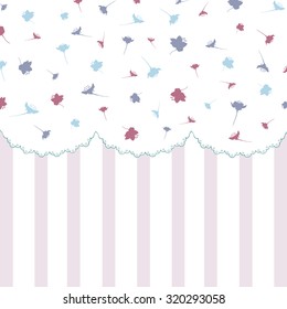 Flowers and stripes, Vintage background with flowers silhouettes and stripes, Retro background