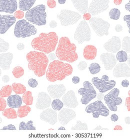 Flowers. Strokes flowers. Vector Seamless pattern of Flowers. Endless floral texture. Vintage floral wallpaper.