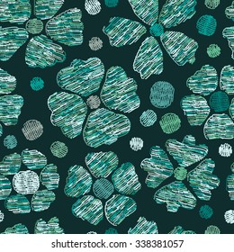 Flowers. Strokes flowers. Vector Seamless pattern of Flowers. Endless floral texture. Colorful Vintage floral wallpaper.