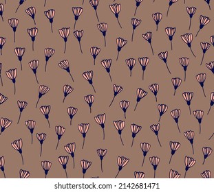 Flowers summer floral seamless pattern for dress fabric print. Rustic organic natural design. Meadow tiny flowers seamless herbal wallpaper. Botanical design.