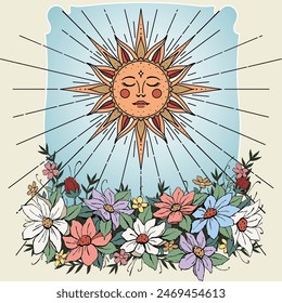 Flowers Sun tshirt vector illustration