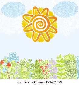 Flowers sun vector illustration