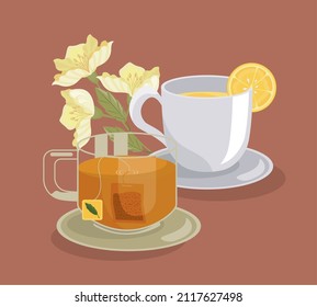 flowers and teacups drinks icons