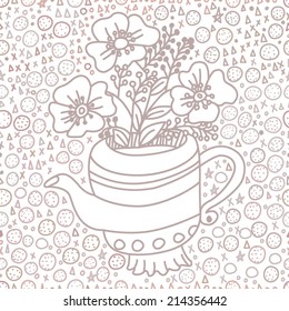 Flowers in Teapot Seamless Pattern in eps8. Seamless Pattern