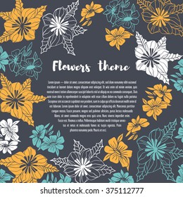 Flowers template card. contains a pattern of flowers and label for text.