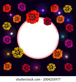 Flowers Template Poster. Vector Illustration of Nature Floral Background.